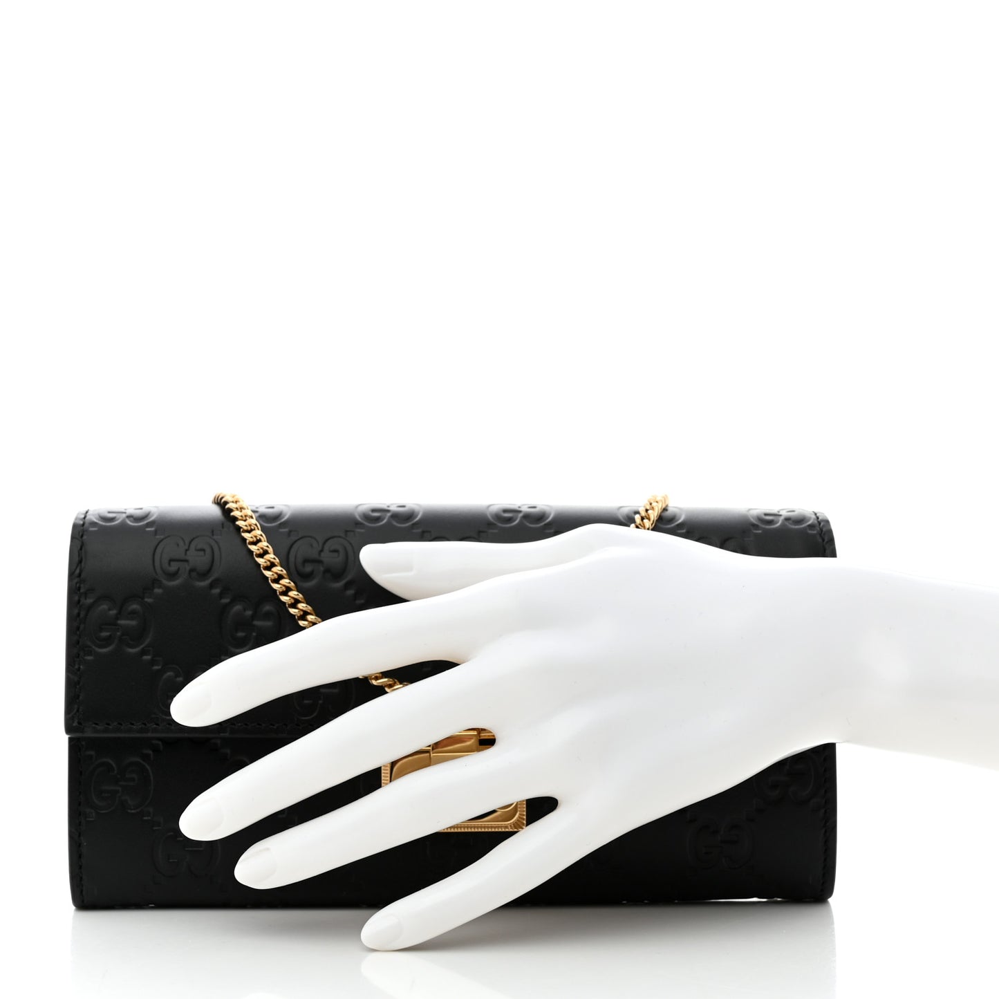 Guccissima Padlock Continental Chain Wallet Black