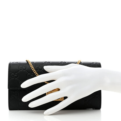 Gucci Guccissima Padlock Continental Chain Wallet Black 2 of 9