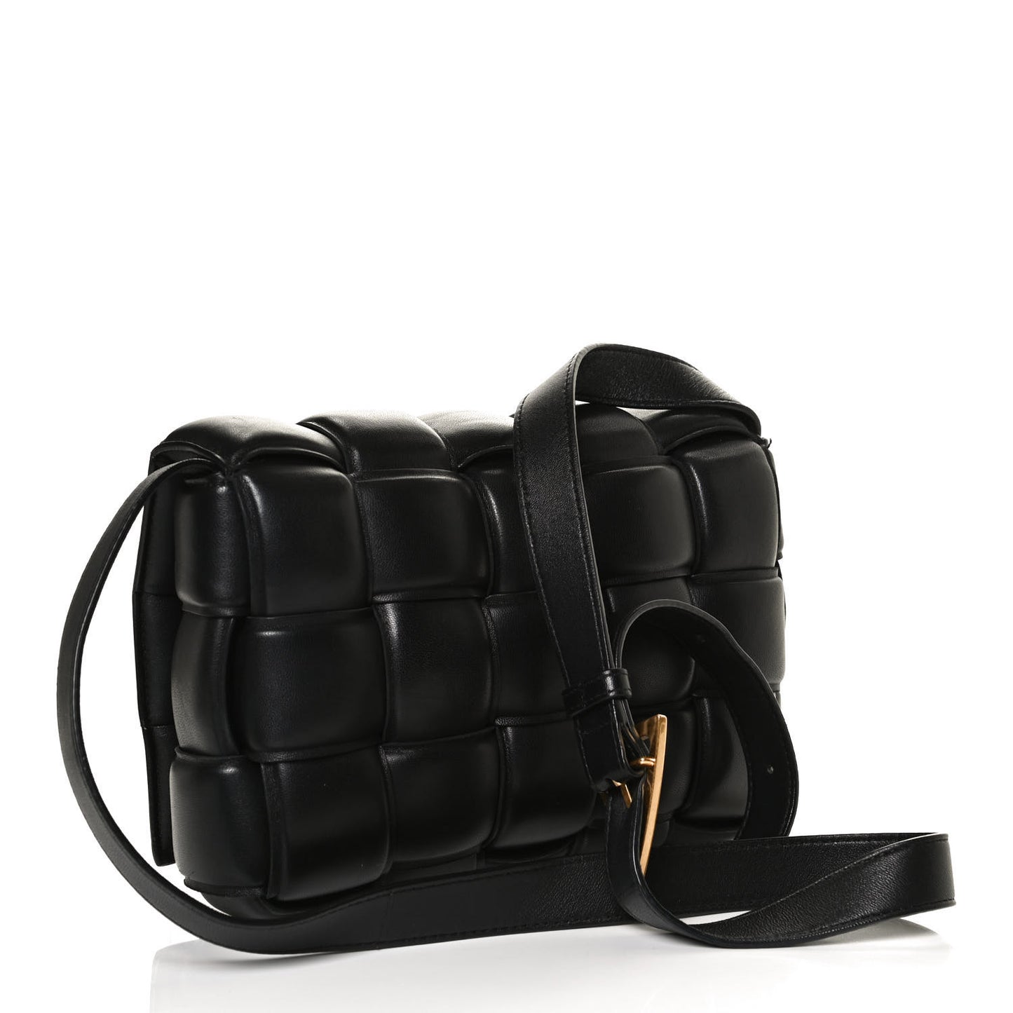Nappa Maxi Intreccio Padded Cassette Crossbody Bag Black