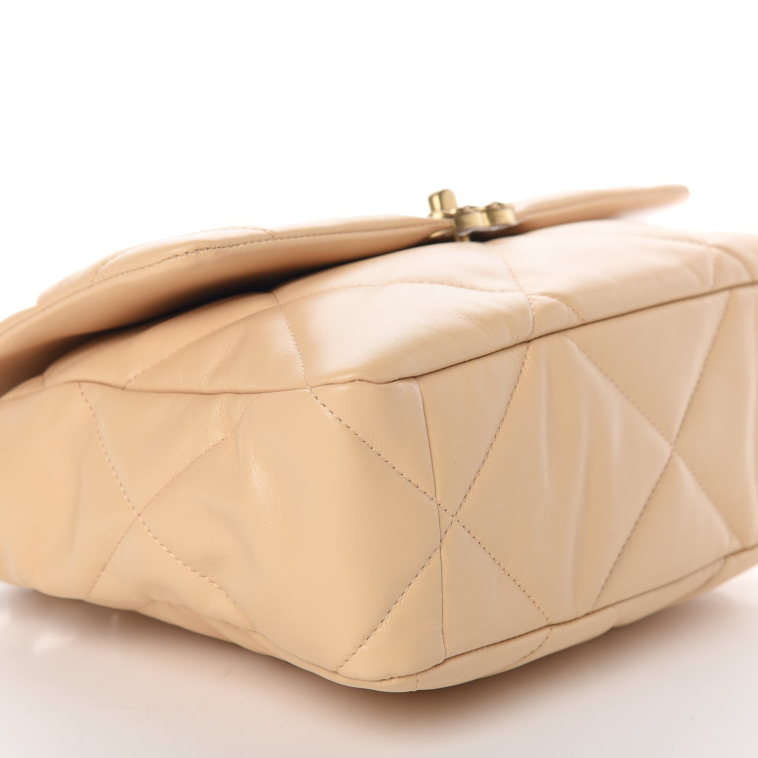 Chanel Shiny Goatskin Quilted Large 19 Flap Beige 6 of 11