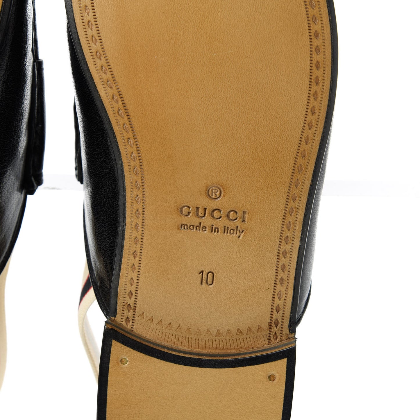 Goatskin Stripe Mens Horsebit Slingback Slippers 10 Black