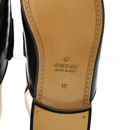 Gucci Goatskin Stripe Mens Horsebit Slingback Slippers 10 Black 6 of 8