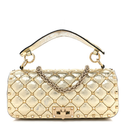 Valentino Garavani Metallic Nappa Small Rockstud Spike Shoulder Bag Platino 1 of 16