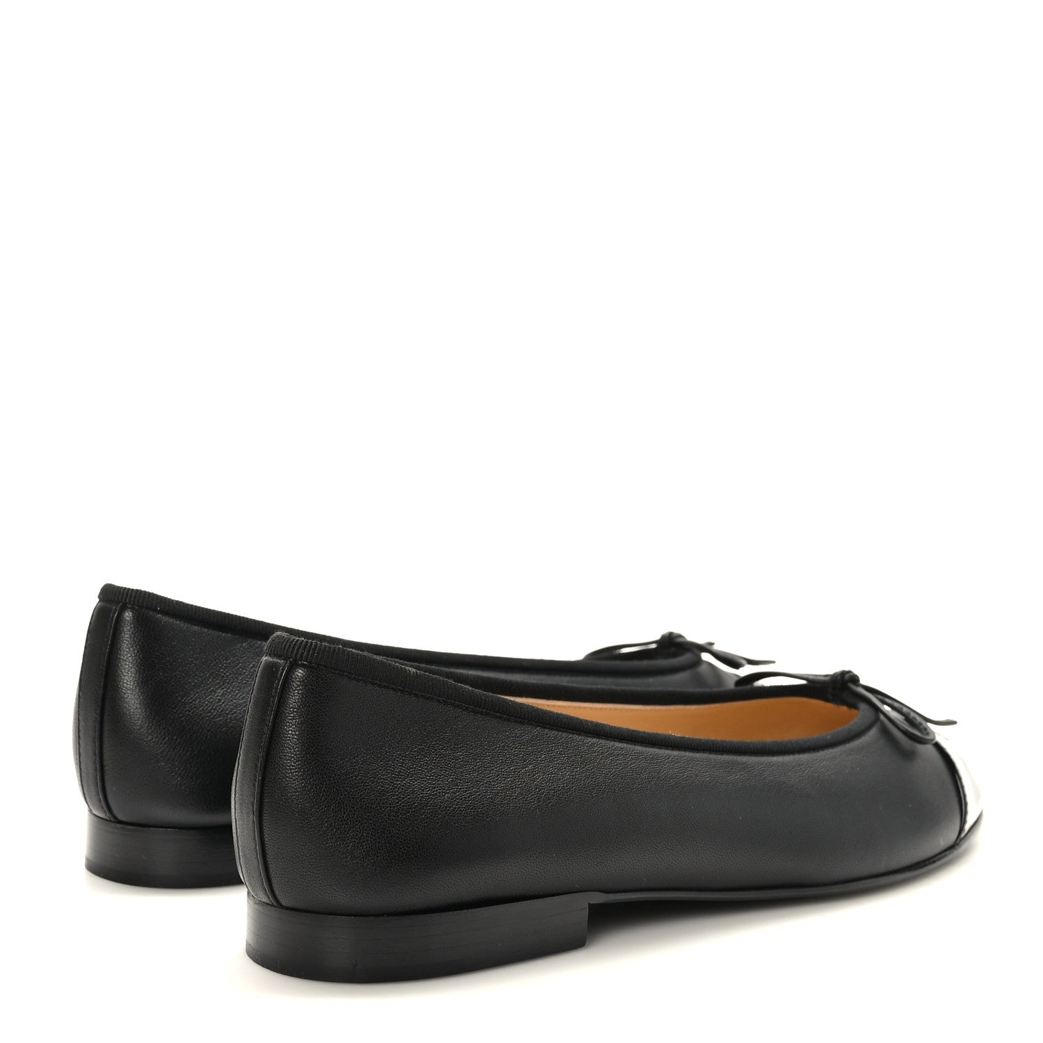 Chanel Lambskin Patent Cap Toe CC Ballerina Flats 38 Black 4 of 9