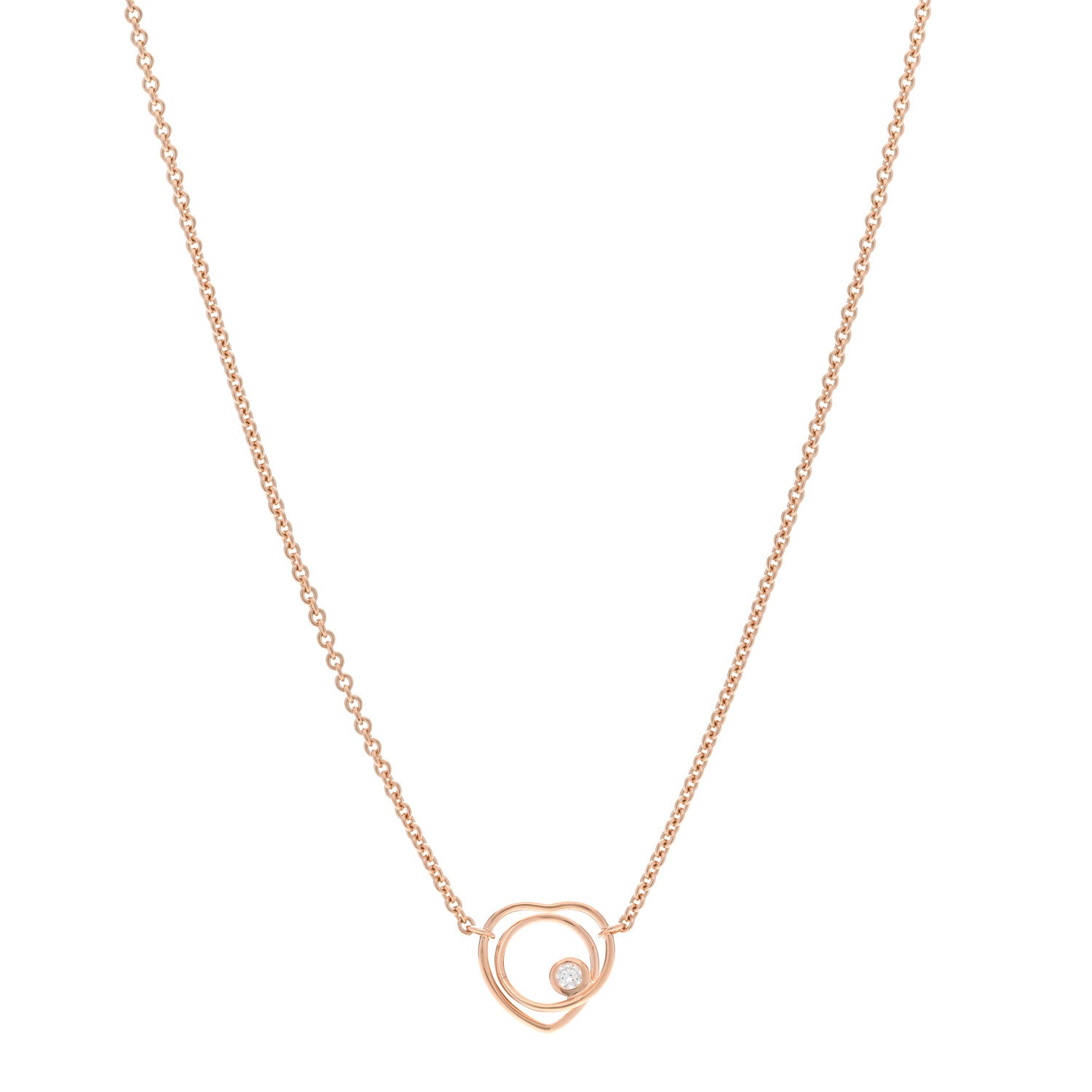 Hermes 18K Rose Gold Diamond TPM Vertige Coeur Necklace ST 1 of 6