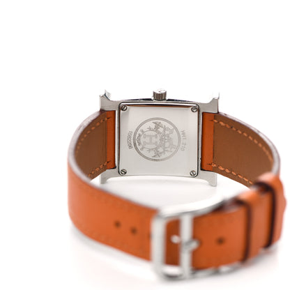 Hermes Stainless Steel Swift 21mm Heure H Hour Quartz Watch Orange 7 of 8
