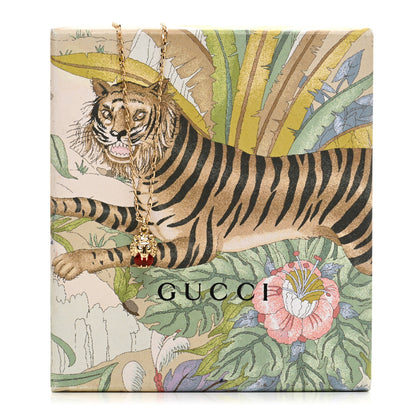 Gucci 18K Yellow Gold Diamond Fire Opal Lion Head Necklace 5 of 5