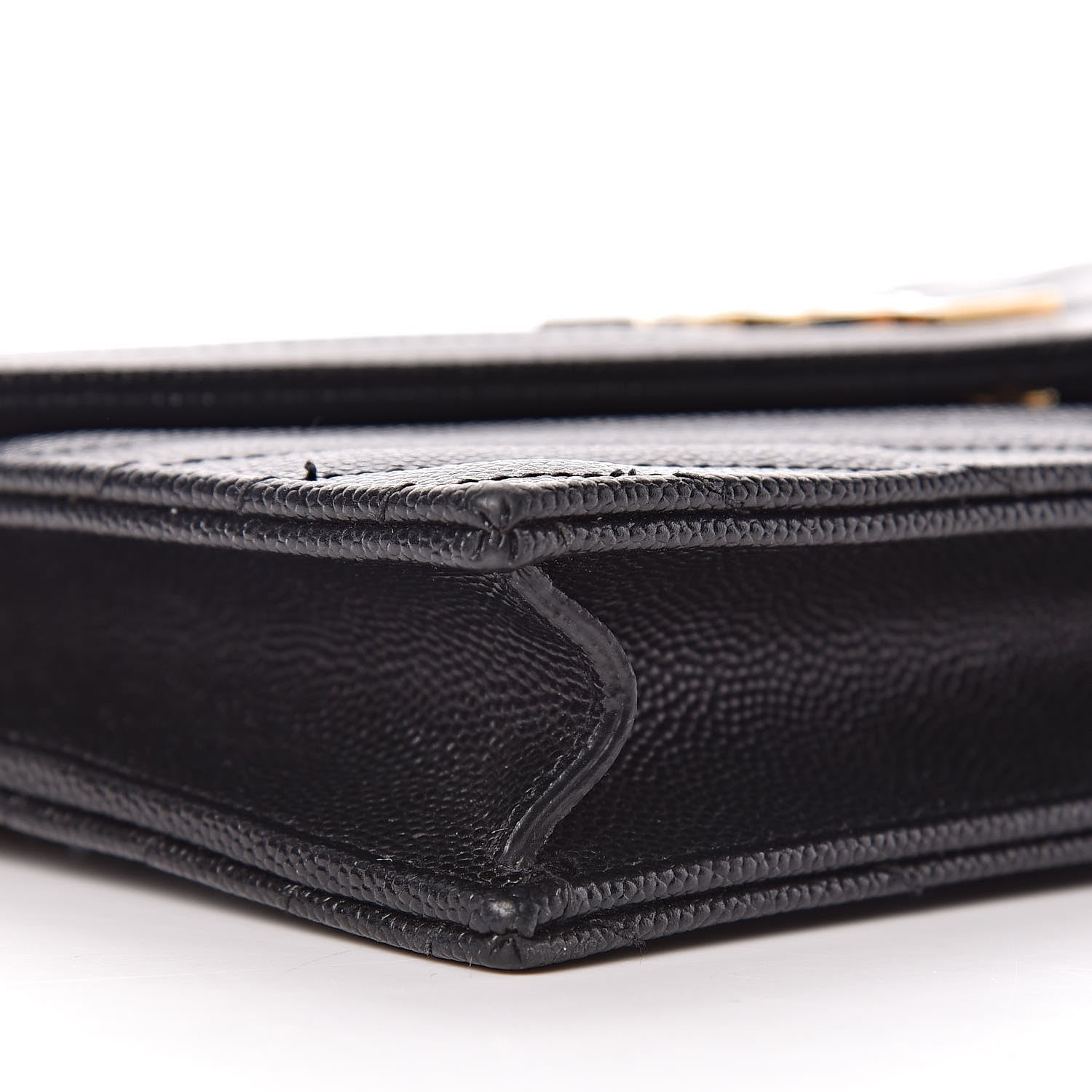 Saint Laurent Grain De Poudre Matelasse Chevron Monogram Envelope Chain Wallet Black 10 of 11