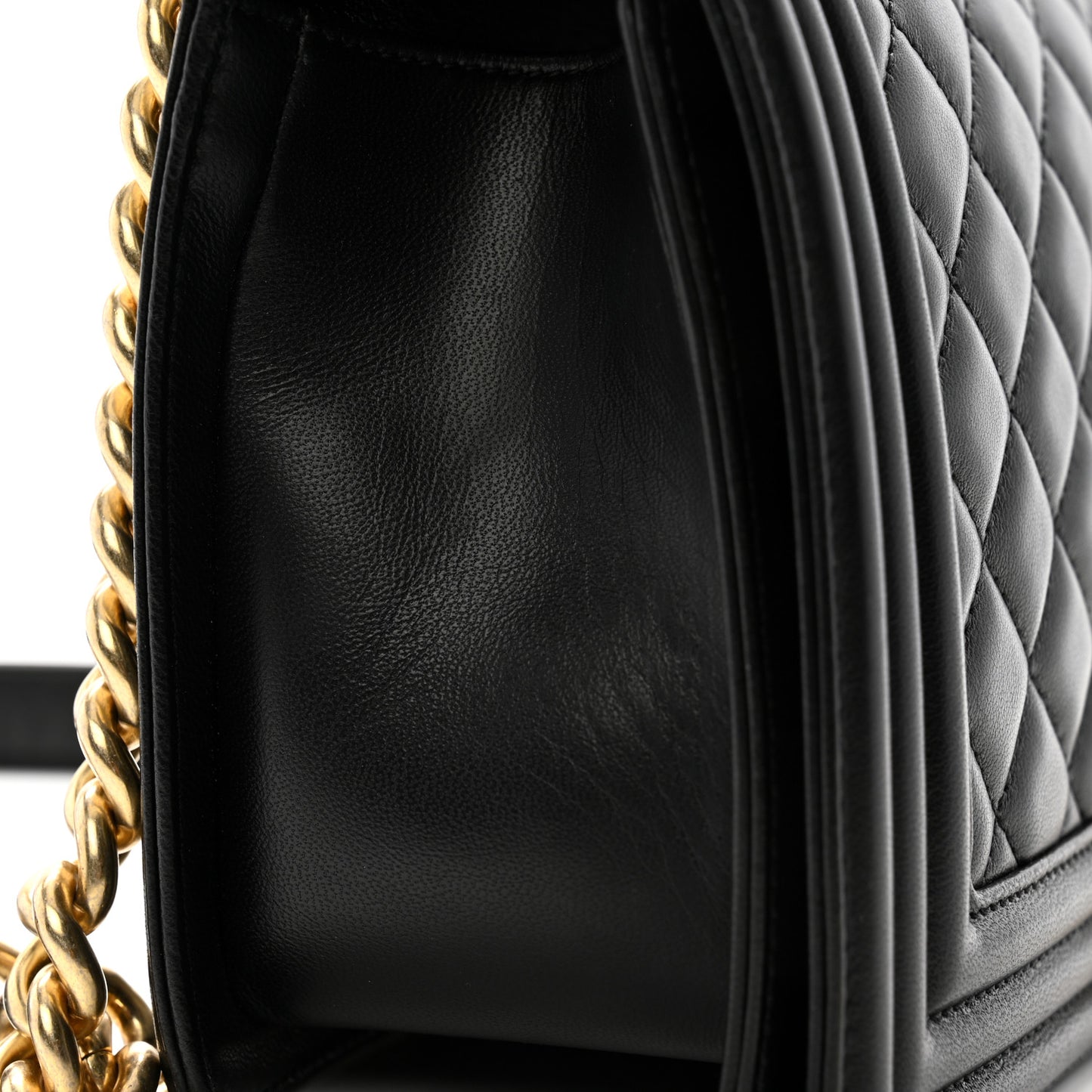 Lambskin Quilted Medium Boy Flap Black