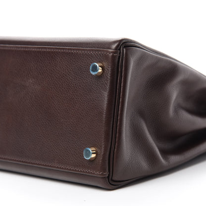 Hermes Evergrain Kelly Retourne 32 Chocolate 7 of 16