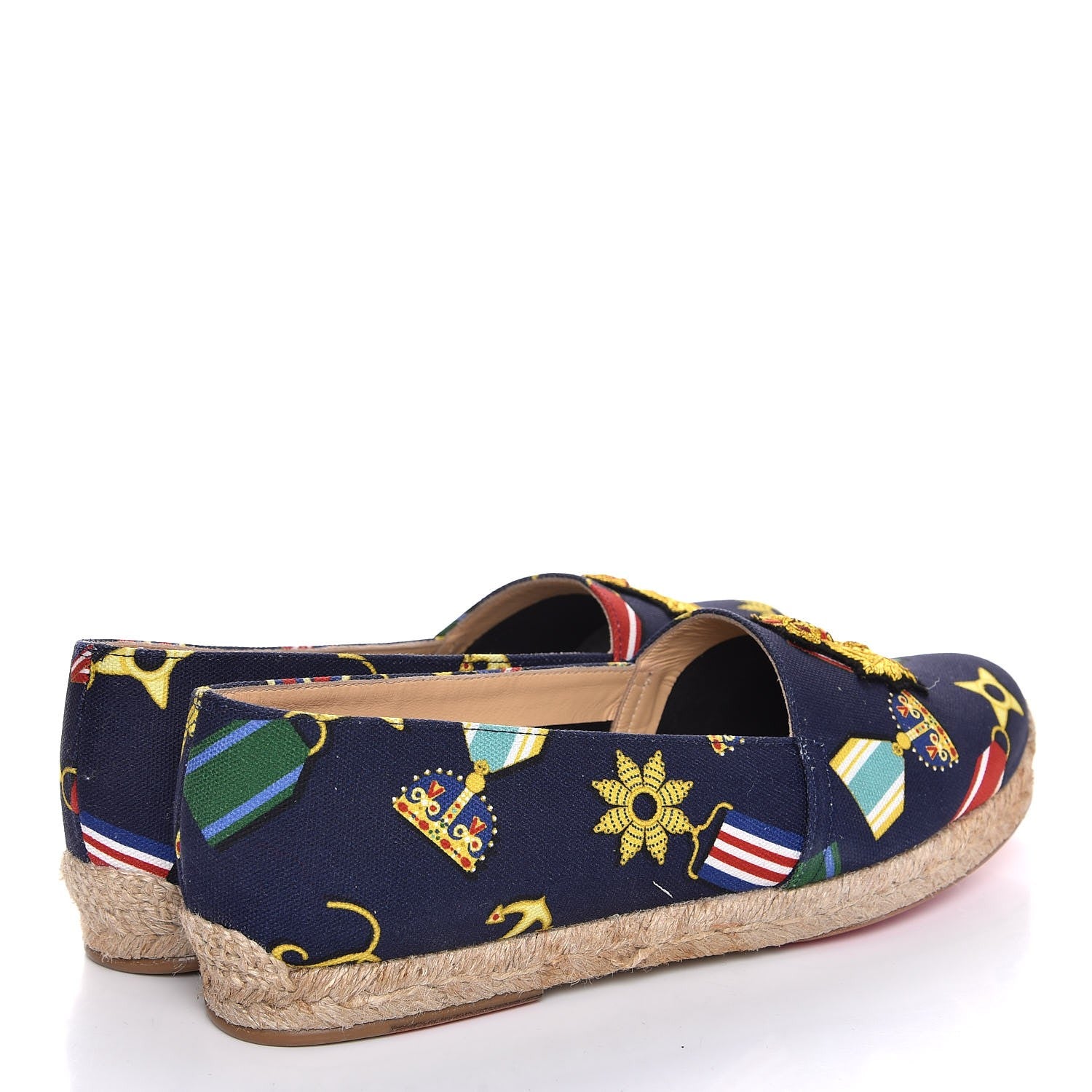 Christian Louboutin Tissu Galia Flat Espadrille 40 Navy Gold 4 of 8