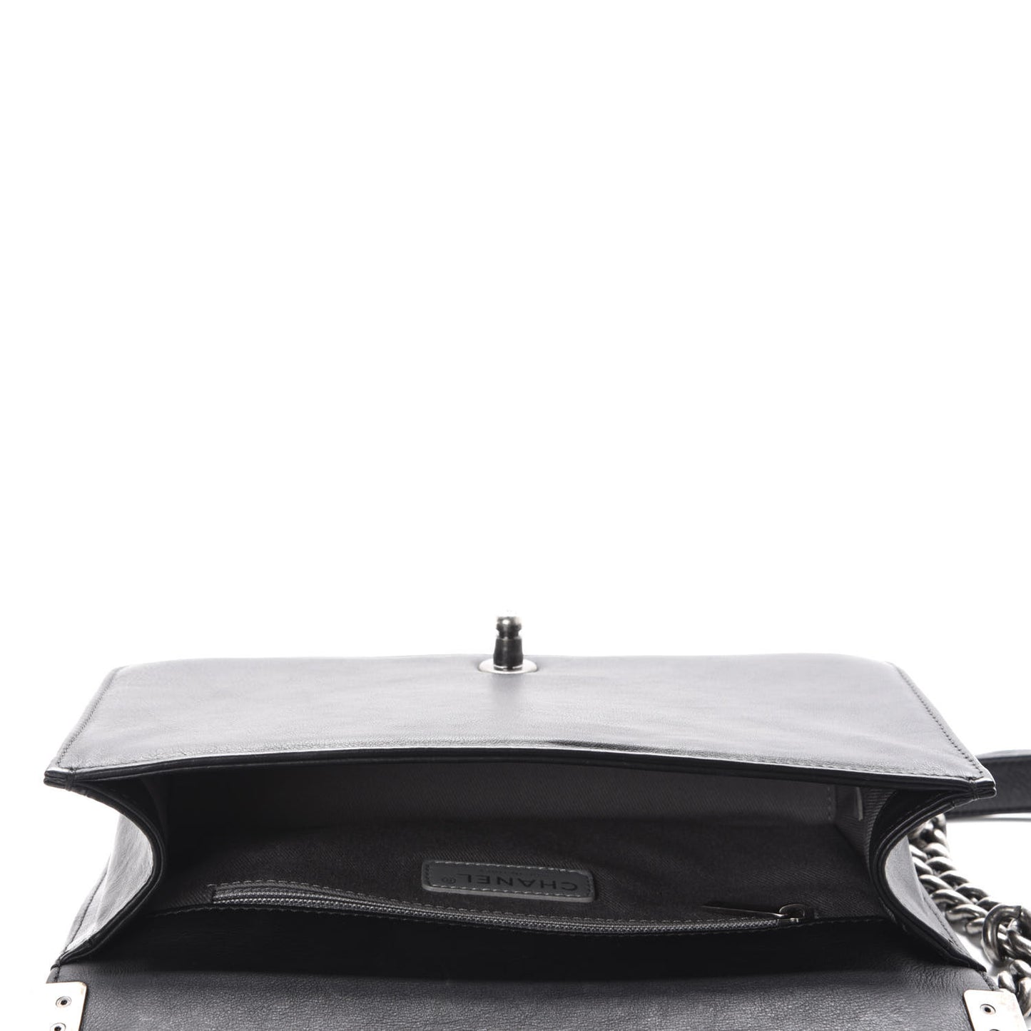 Calfskin Crystal Embossed Medium Boy Flap Black