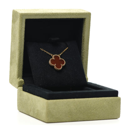 Van Cleef & Arpels 18K Yellow Gold Carnelian Vintage Alhambra Pendant Necklace 8 of 8