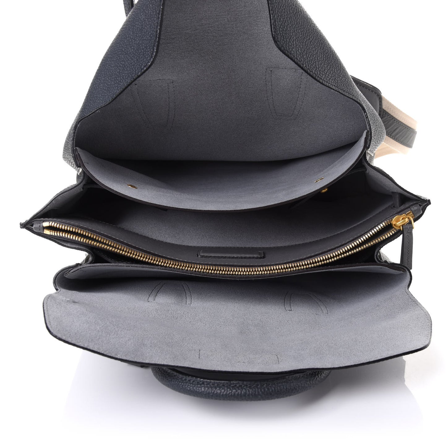Grained Calfskin Medium Milla Tote Phantom Grey