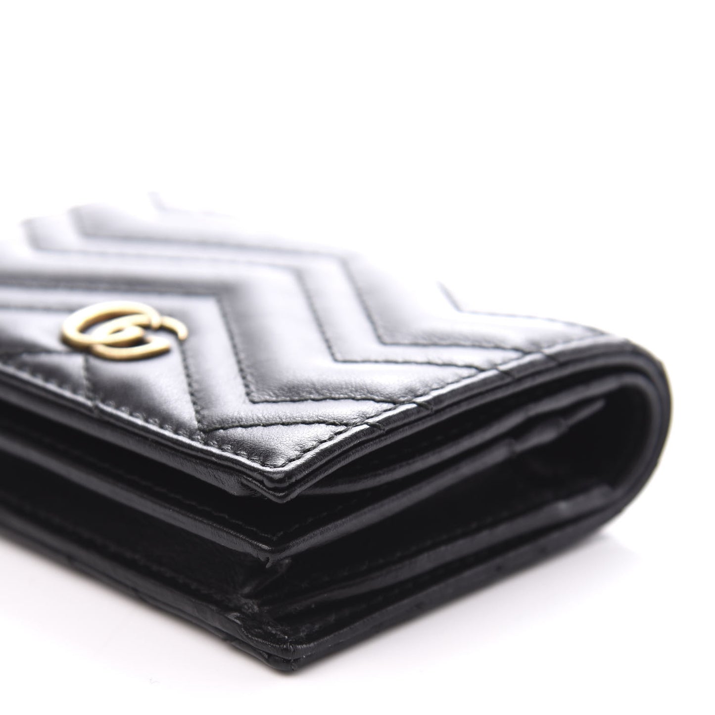 Calfskin Matelasse GG Marmont Card Case Wallet Black