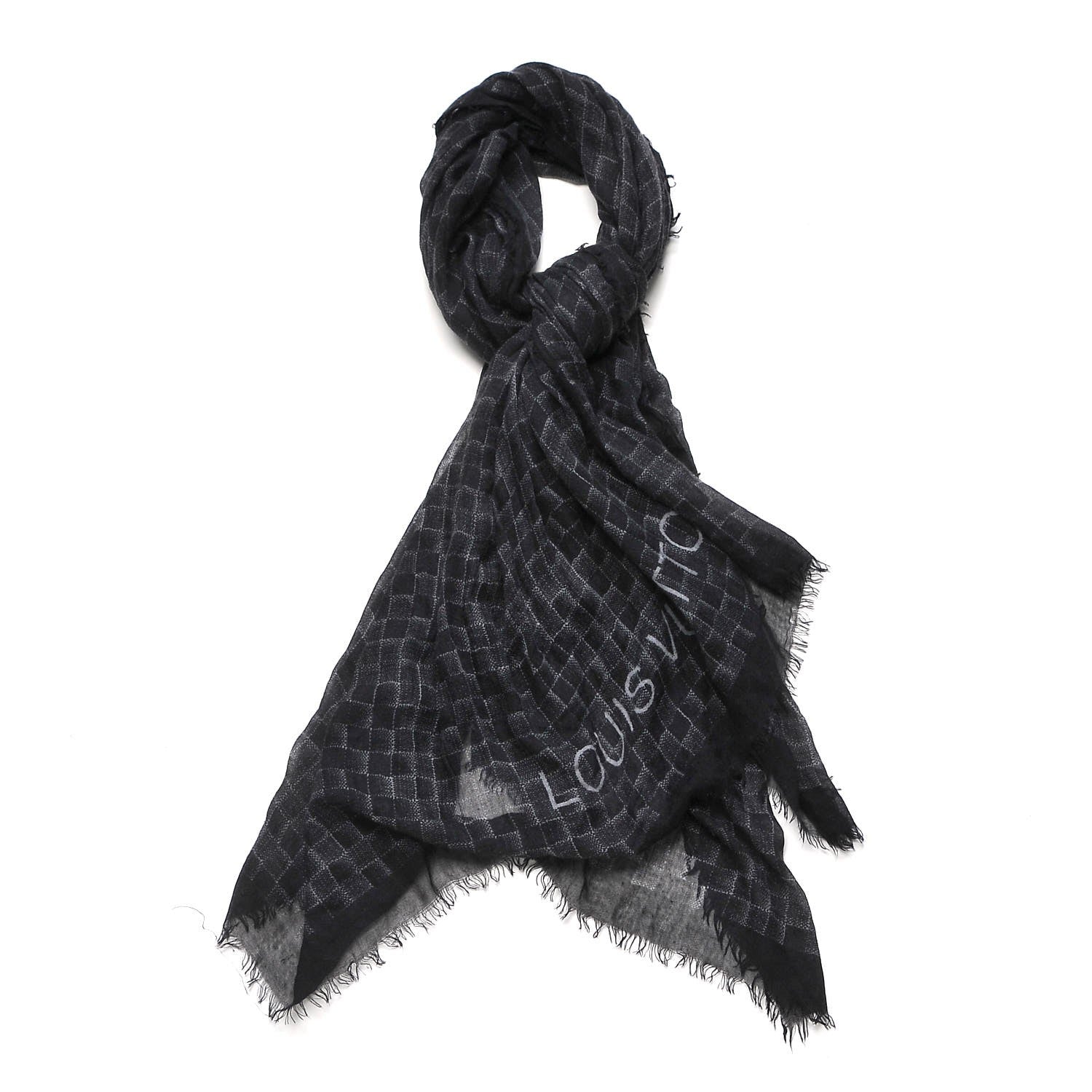 Louis Vuitton Cashmere Silk Etole Damier Stole Noir 1 of 7