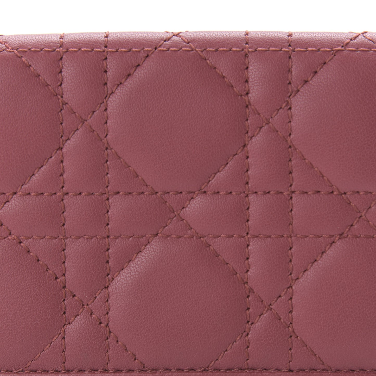 Lambskin Cannage Small Lady Dior Flap Card Holder Burgundy