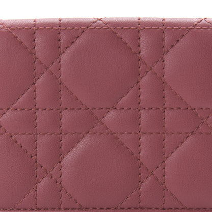 Christian Dior Lambskin Cannage Small Lady Dior Flap Card Holder Burgundy 9 of 9