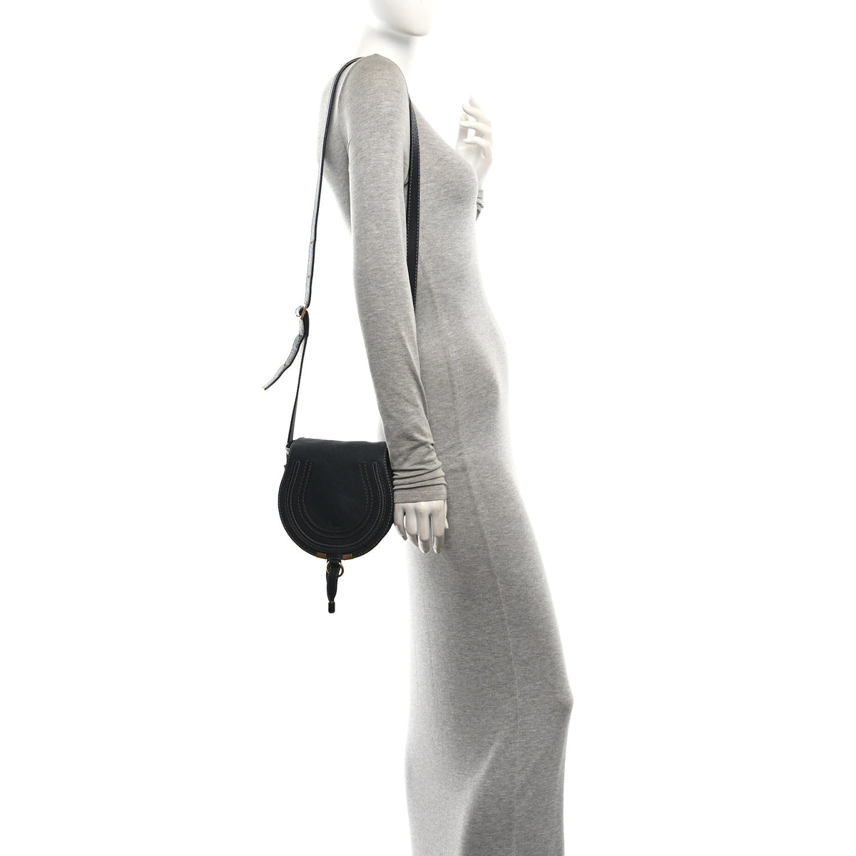 Chloe Calfskin Mini Marcie Round Crossbody Bag Black 2 of 10