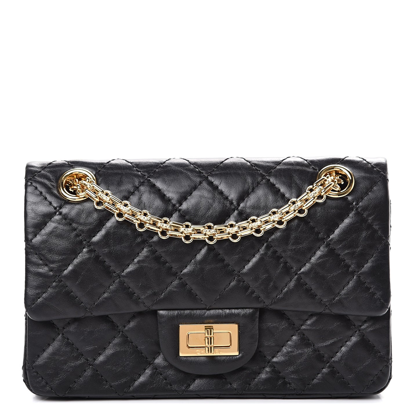 Aged Calfskin Quilted 2.55 Reissue Mini Flap Black
