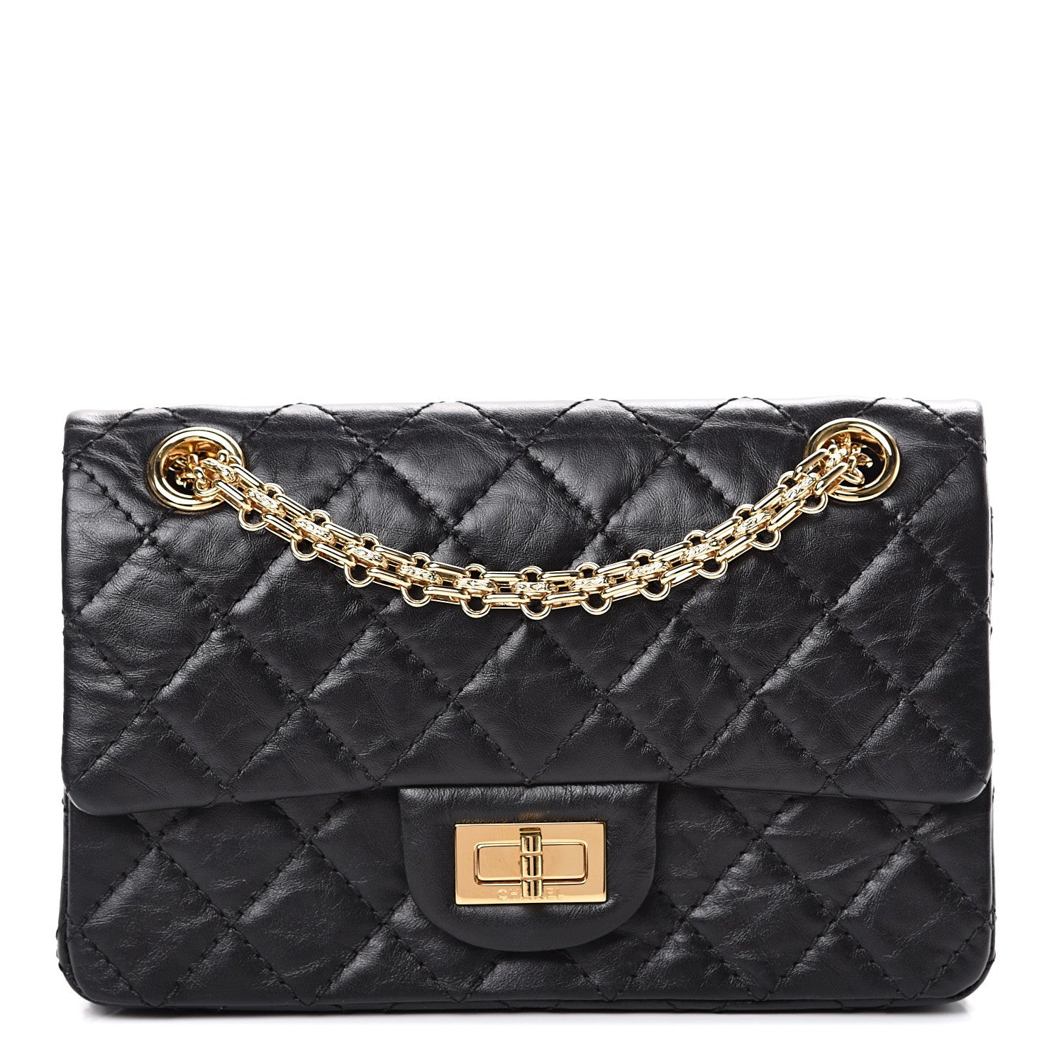 Chanel Aged Calfskin Quilted 2.55 Reissue Mini Flap Black 1 of 11