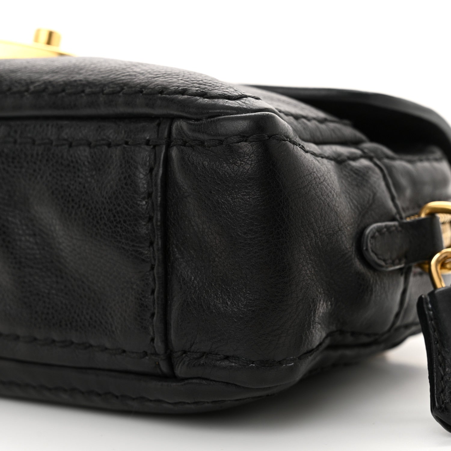 Prada Glace Calf Pushlock Chain Shoulder Bag Black 9 of 12