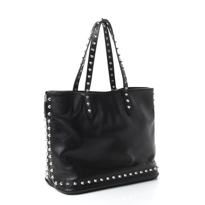 Alexander McQueen Pebbled Calfskin Skull Studded Padlock Tote Black 3 of 11