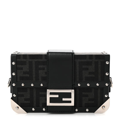Fendi Recycled Fabric Jacquard Vitello Astro FF 1974 Mini Baguette Trunk Asfalto Black 1 of 7