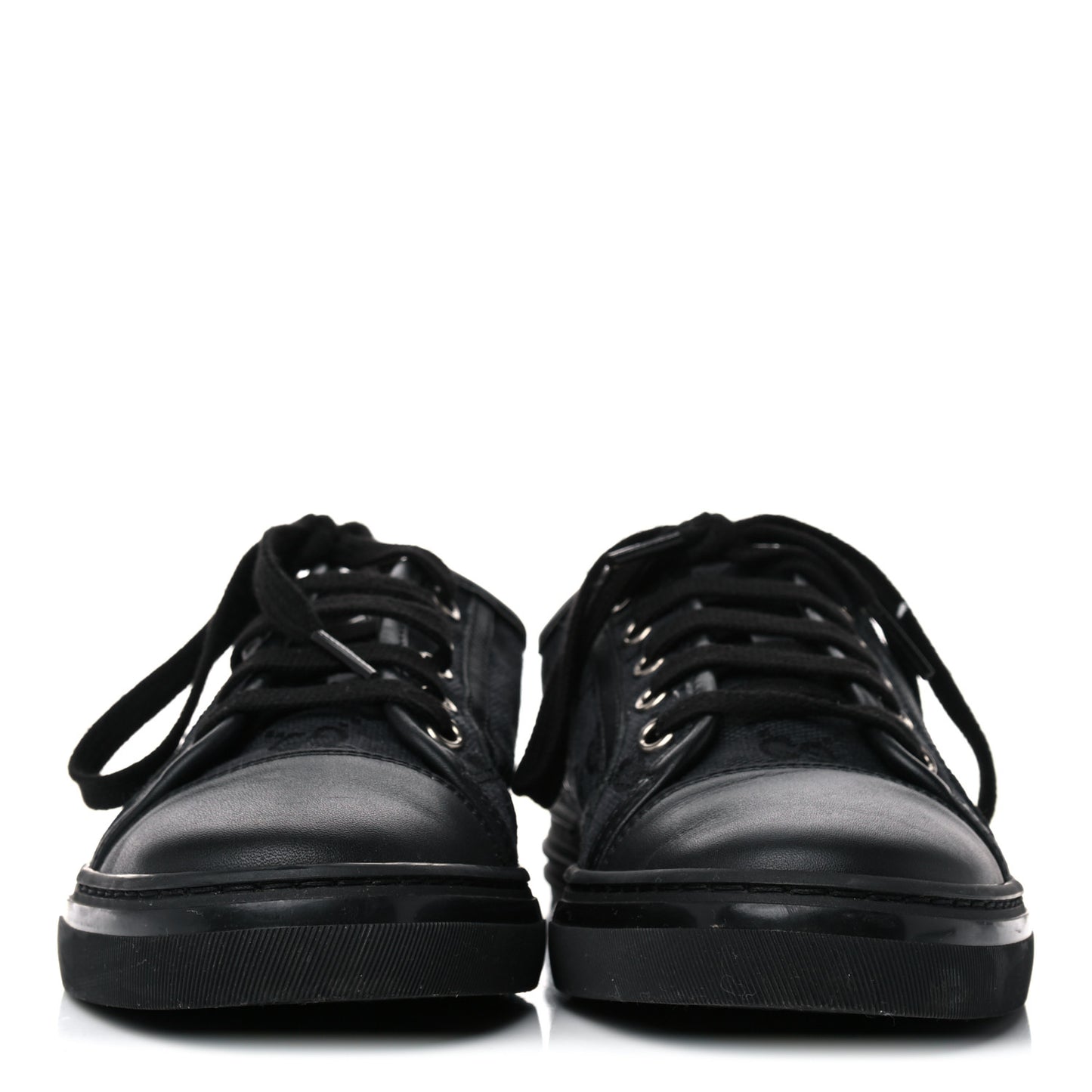 GG Monogram Calfskin Womens Low Top Sneakers 36 Piombo Black