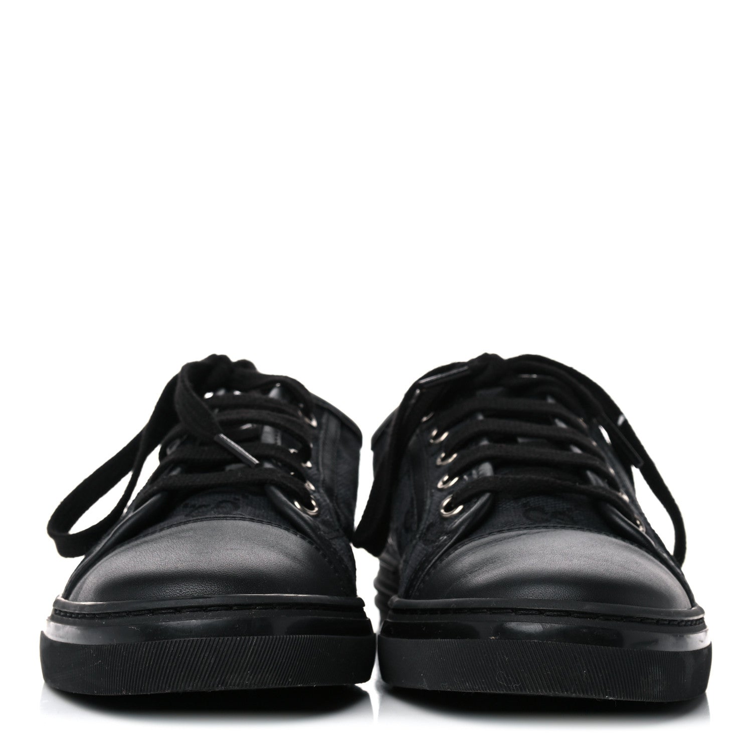 Gucci GG Monogram Calfskin Womens Low Top Sneakers 36 Piombo Black 2 of 6