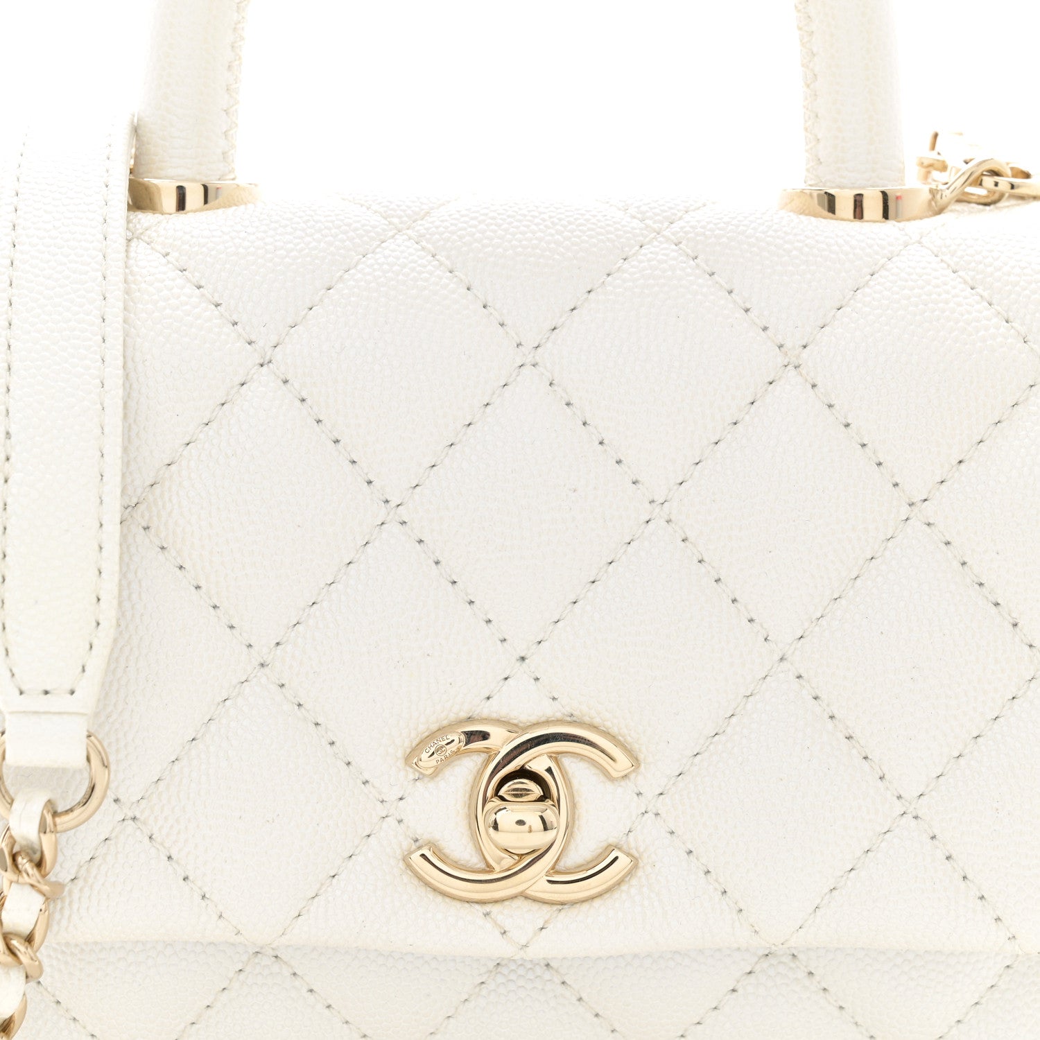 Chanel Iridescent Caviar Quilted Extra Mini Coco Handle Flap White 8 of 12