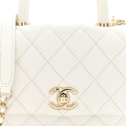Chanel Iridescent Caviar Quilted Extra Mini Coco Handle Flap White 8 of 12