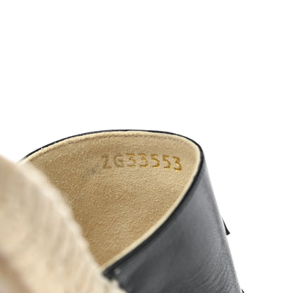 Chanel Goatskin Patent Calfskin CC Espadrille Mules 36 Black 7 of 9