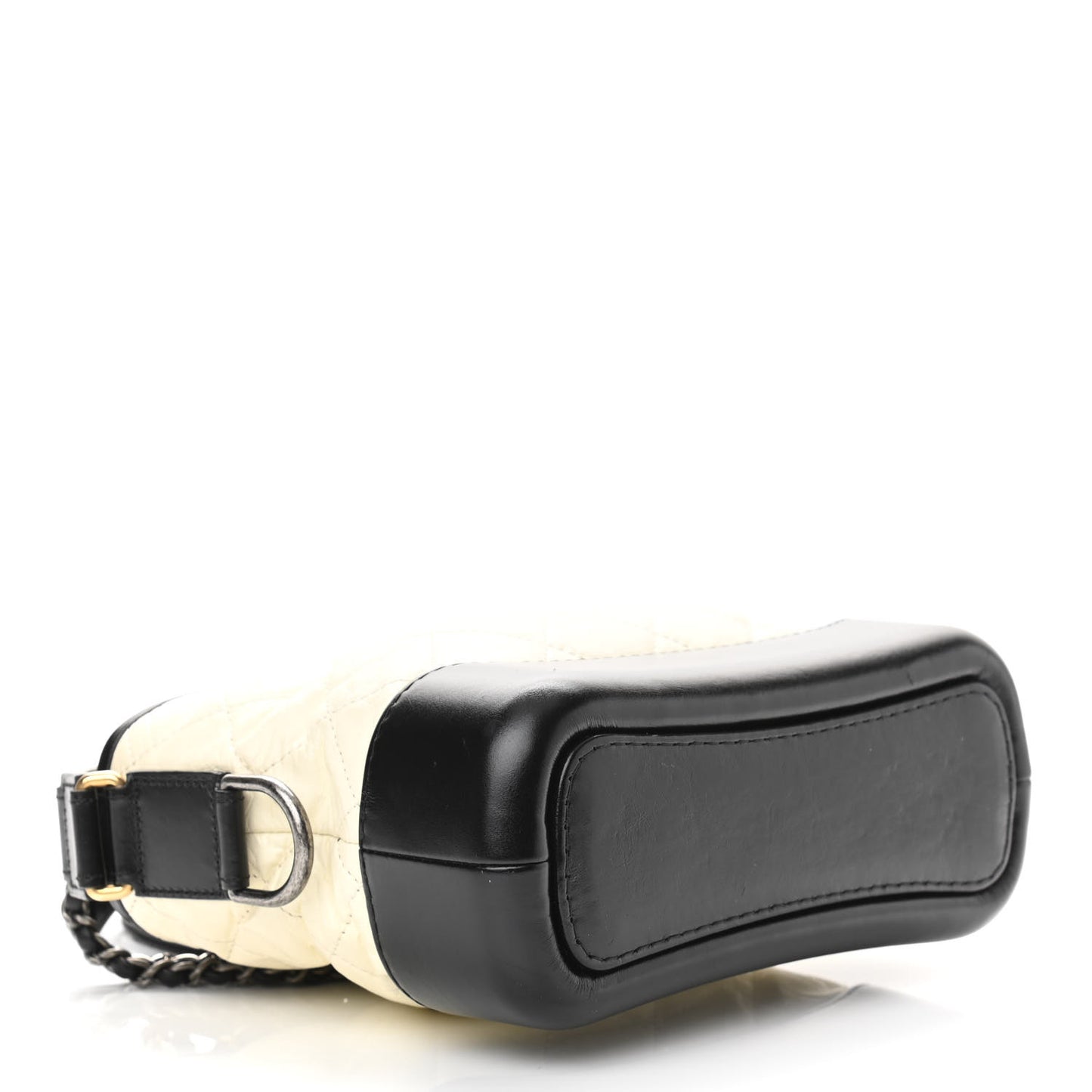 Aged Calfskin Quilted Small Gabrielle Hobo Black White