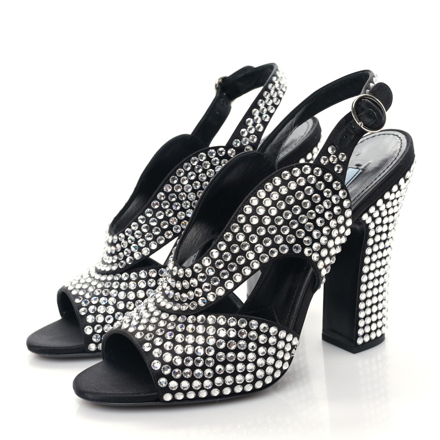 Prada Satin Crystal Ankle Wrap 105mm Sandals 39 Cristal 3 of 7