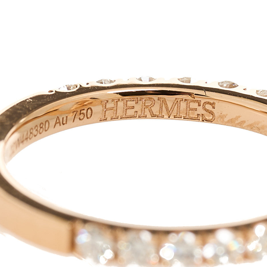 Hermes 18K Rose Gold Diamond Finesse Ring 50 5.25 5 of 8