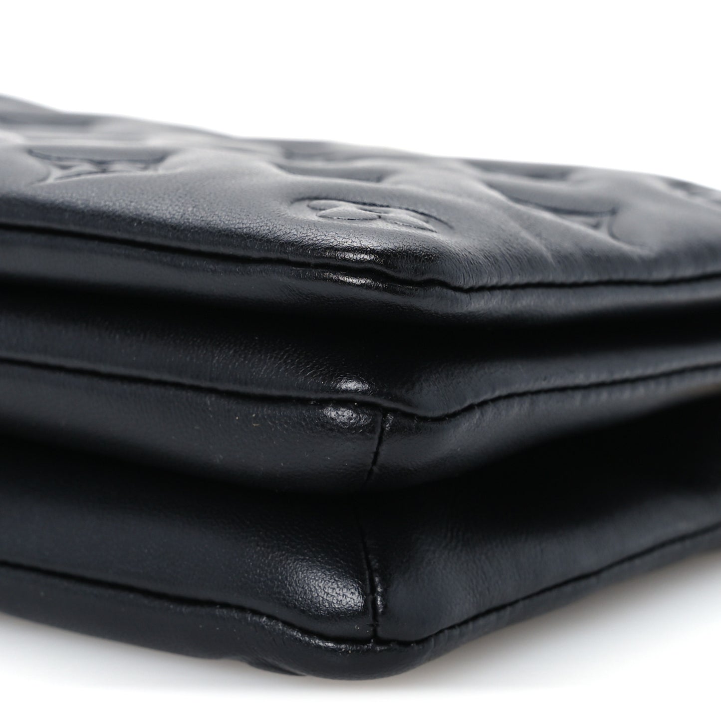 Lambskin Embossed Monogram Pochette Coussin Black