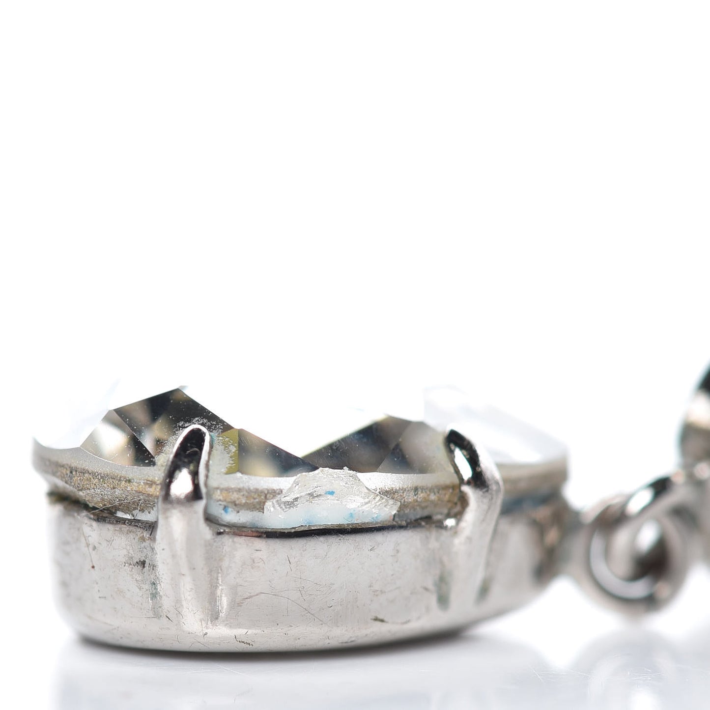 Crystal CC Tear Drop Earrings Silver