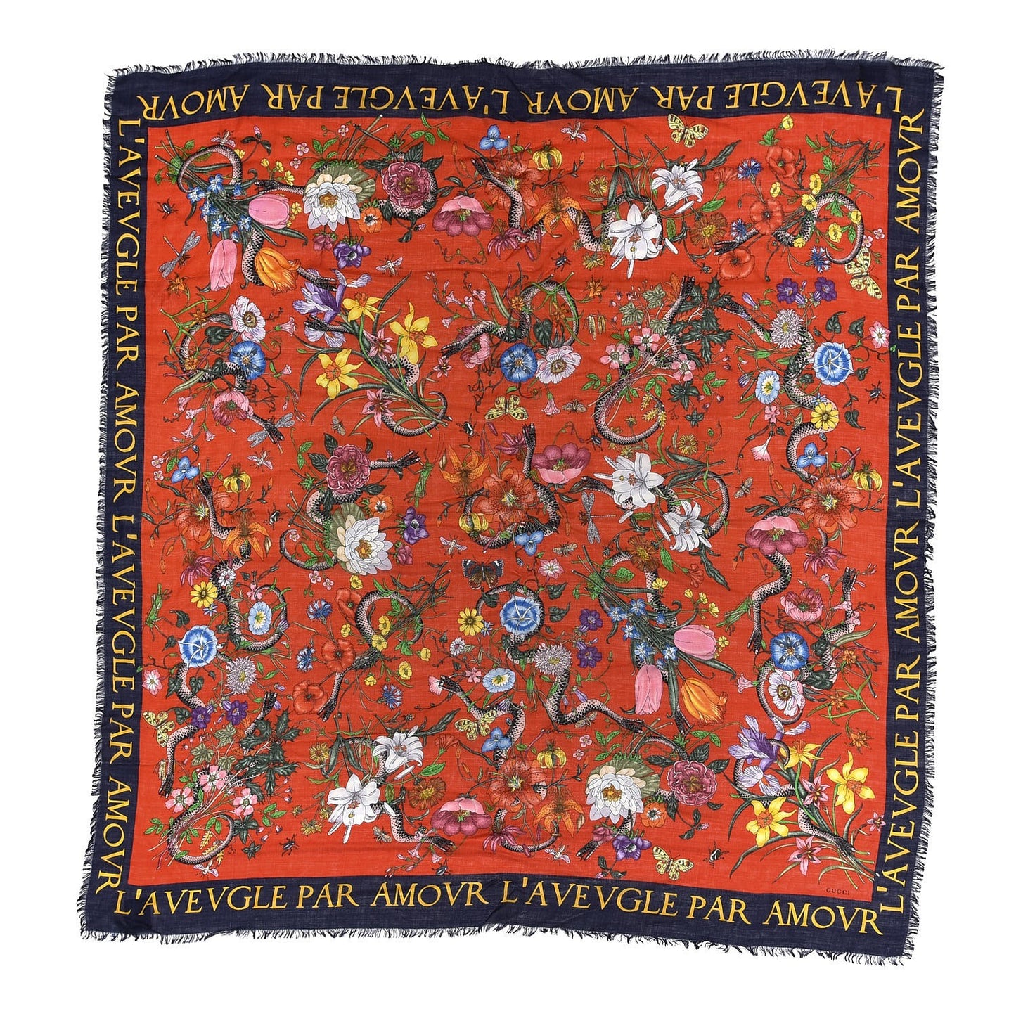 Wool Silk Flora Snake Print Shawl