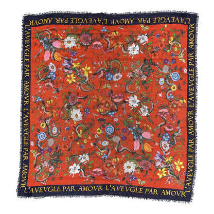 Gucci Wool Silk Flora Snake Print Shawl 1 of 6