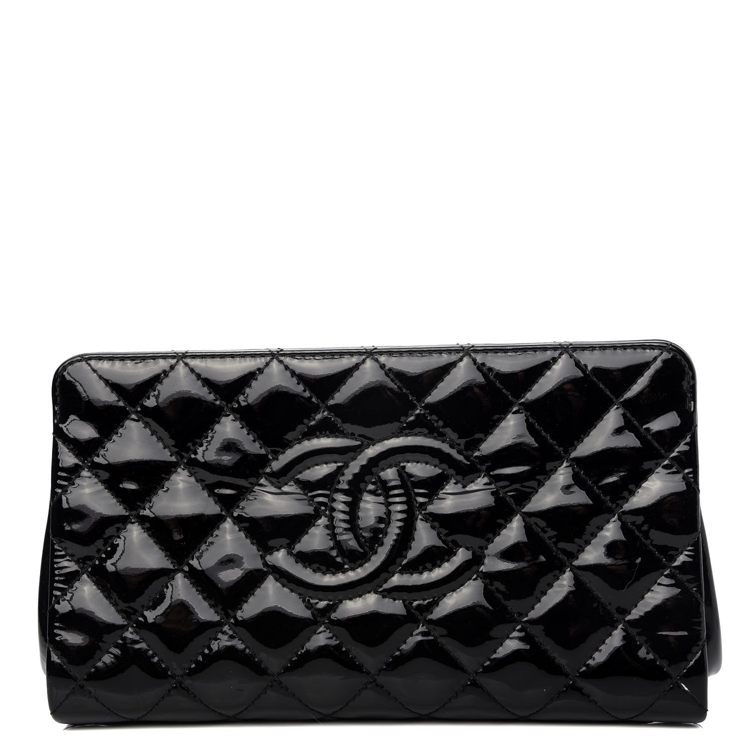 Chanel Patent CC Quilted Timeless Clutch Black 1 of 9