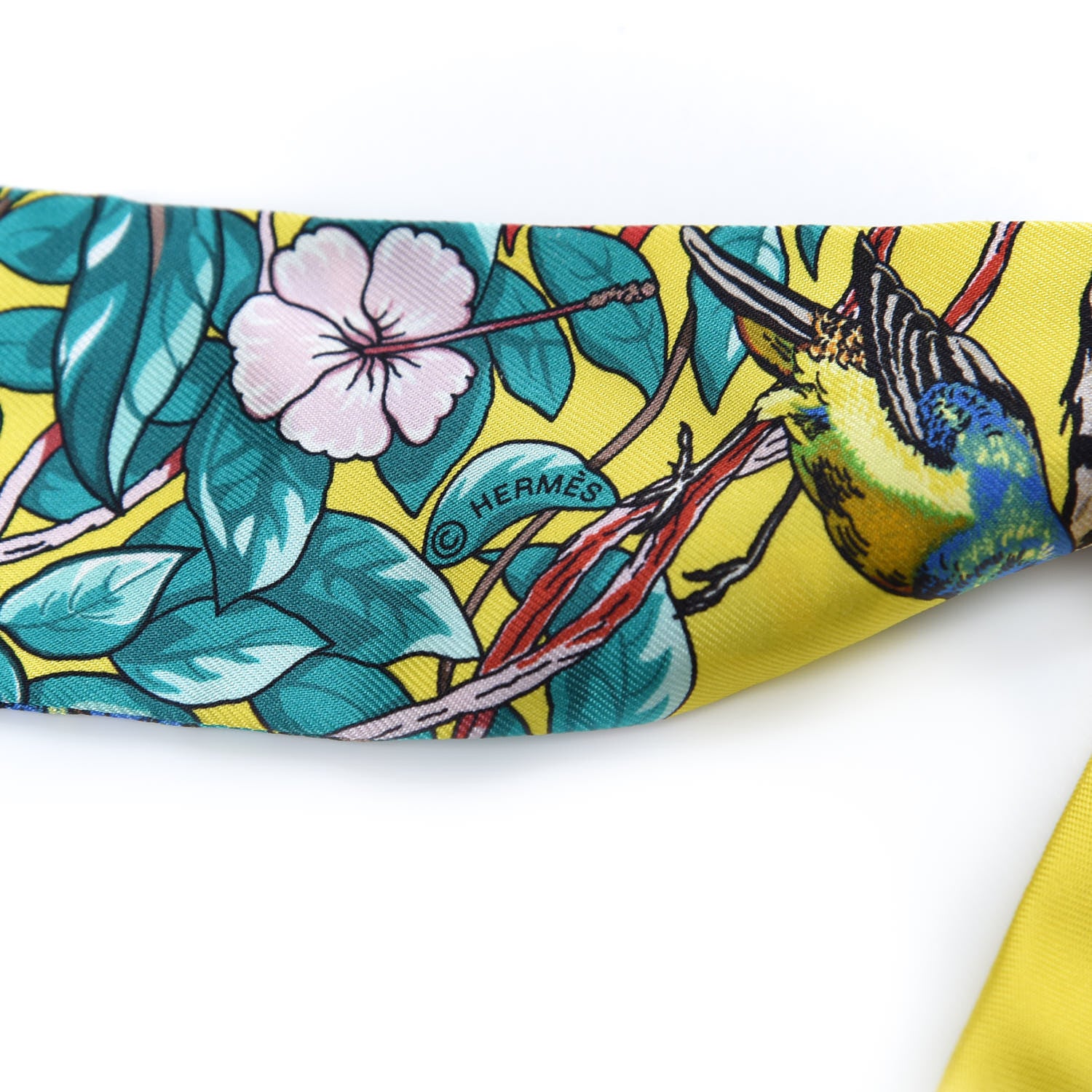 Hermes Silk Jungle Love Love Twilly Jaune Vif Canard 3 of 3
