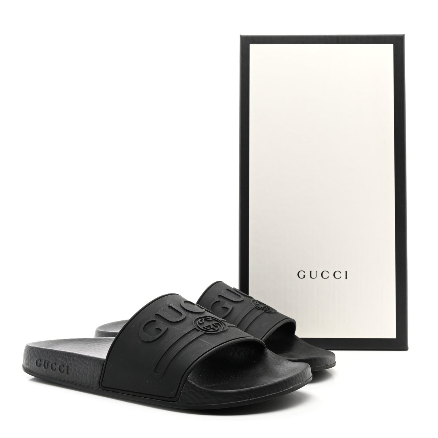Rubber Womens Logo Slide Sandals 38 Black