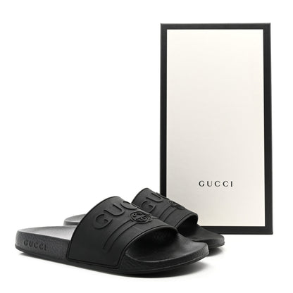 Gucci Rubber Womens Logo Slide Sandals 38 Black 10 of 10