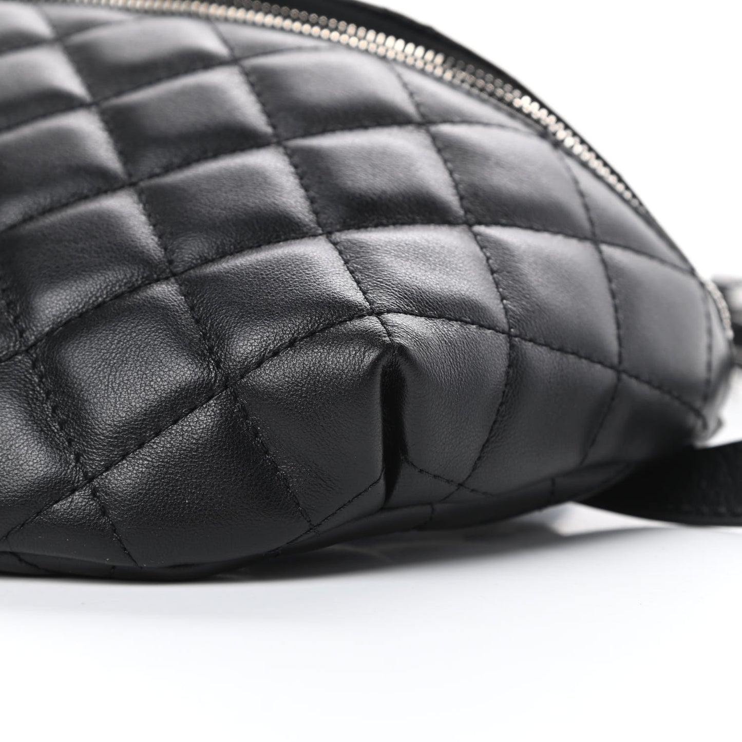 Lambskin Quilted Waist Belt Bag Black