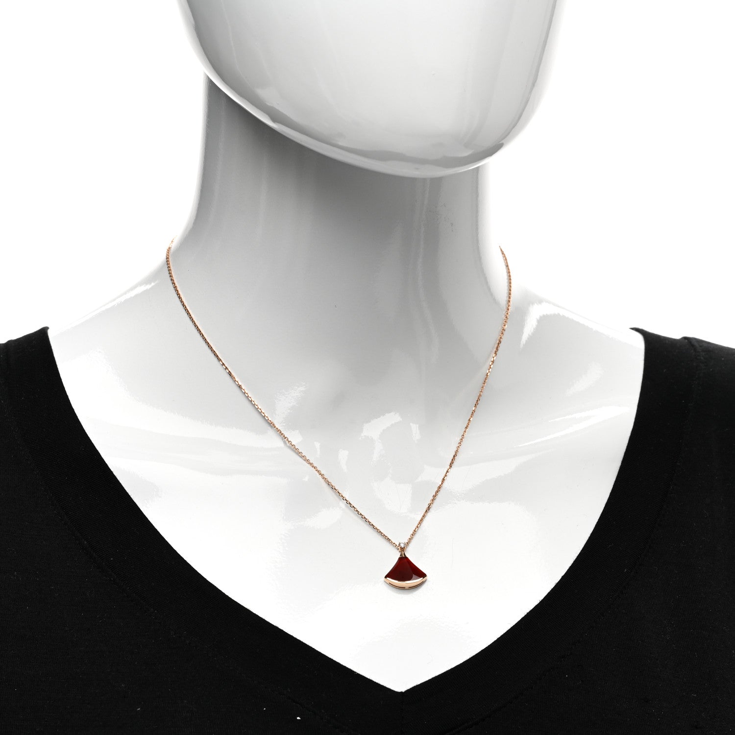 Bulgari 18K Rose Gold Diamond Carnelian Divas' Dream Pendant Necklace 2 of 5
