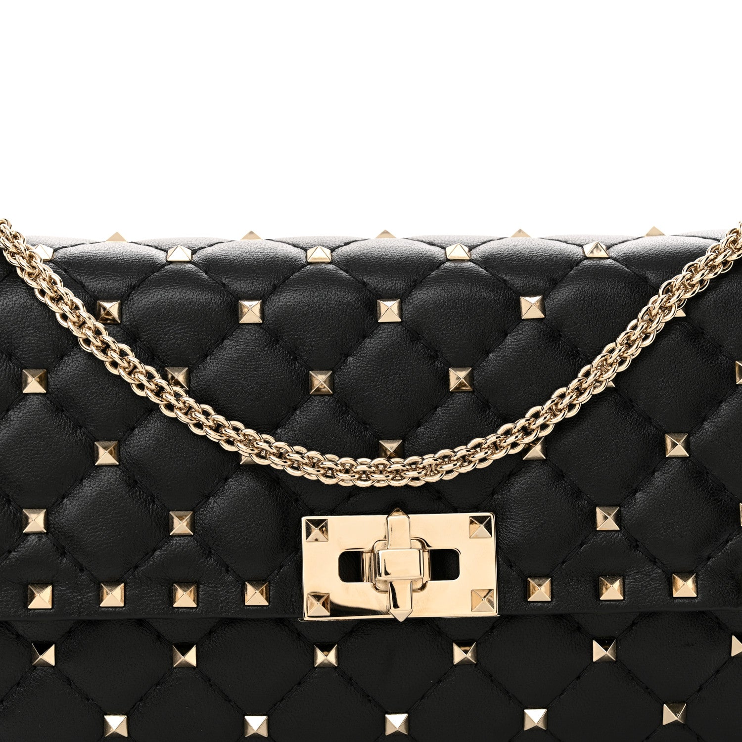 Valentino Garavani Lambskin Rockstud Spike Wallet on Chain Black 8 of 10