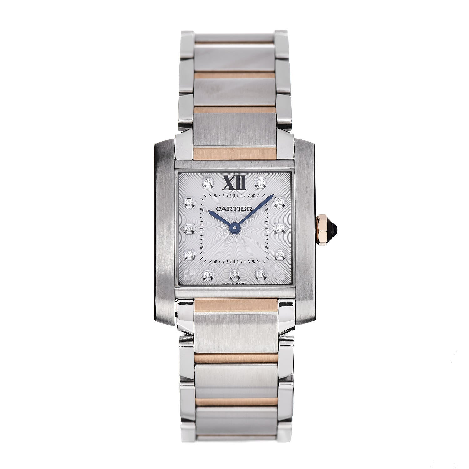 Cartier Stainless Steel 18K Pink Gold Diamond 25mm Tank Francaise Quartz Watch 1 of 6