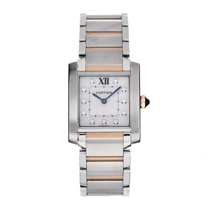 Cartier Stainless Steel 18K Pink Gold Diamond 25mm Tank Francaise Quartz Watch 1 of 6