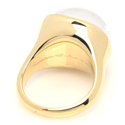 Tiffany 18K Yellow Gold Elsa Peretti Rock Crystal 15 MM Cabochon Ring 61 9.5 4 of 6